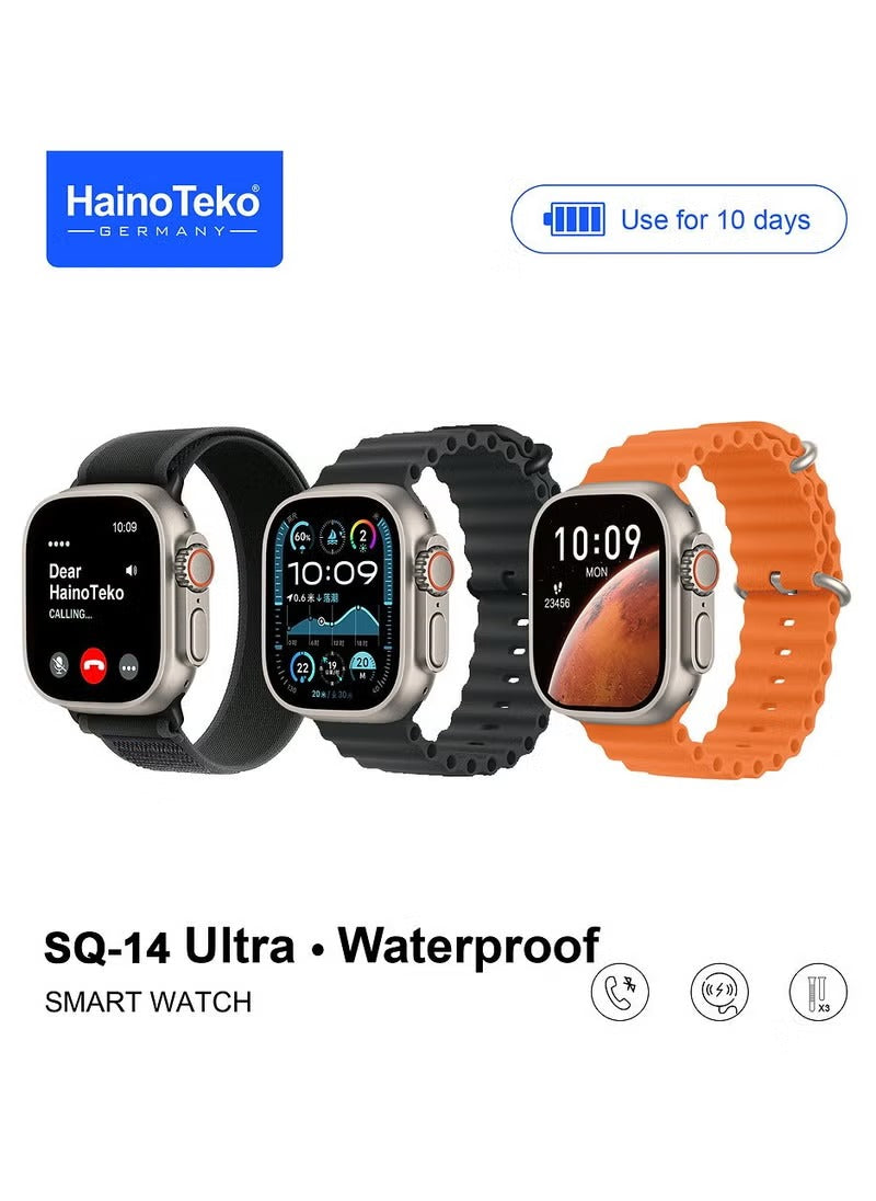 Haino Teko Smart Watch SQ-14 Ultra with 3 Pairs of Straps for Men and Women.
