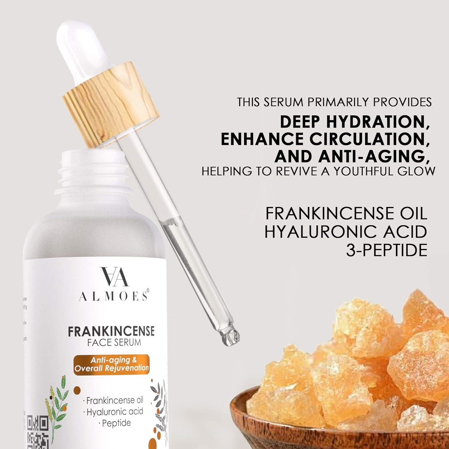 ALMOES Frankincense Facial Serums, PEPTIDES.30 ML.