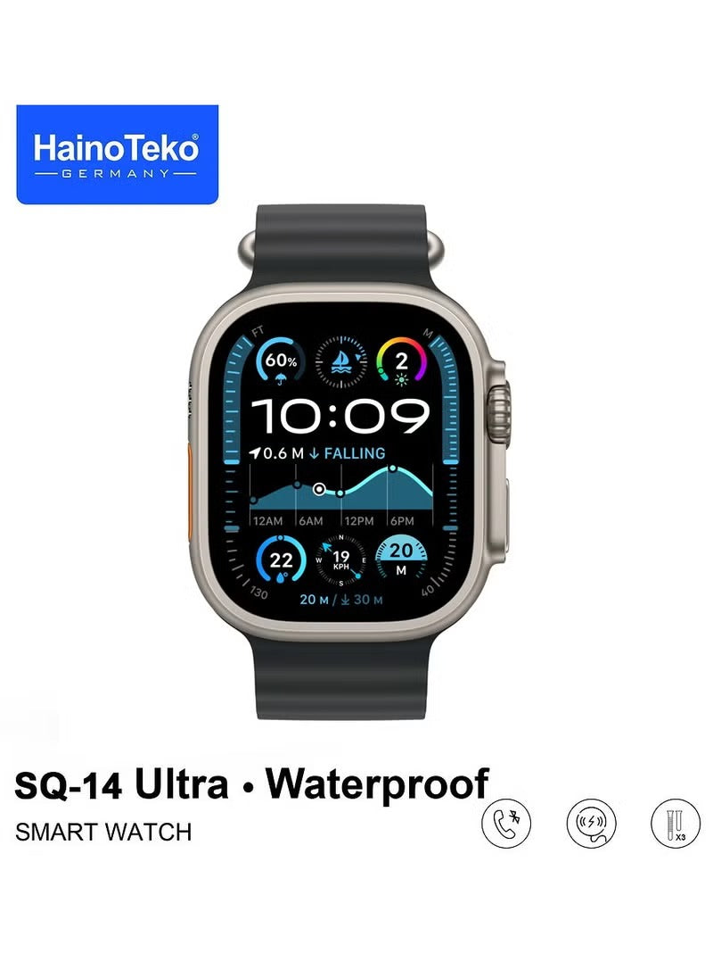 Haino Teko Smart Watch SQ-14 Ultra with 3 Pairs of Straps for Men and Women.