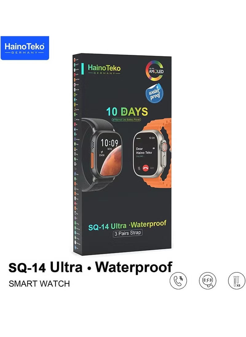 Haino Teko Smart Watch SQ-14 Ultra with 3 Pairs of Straps for Men and Women.