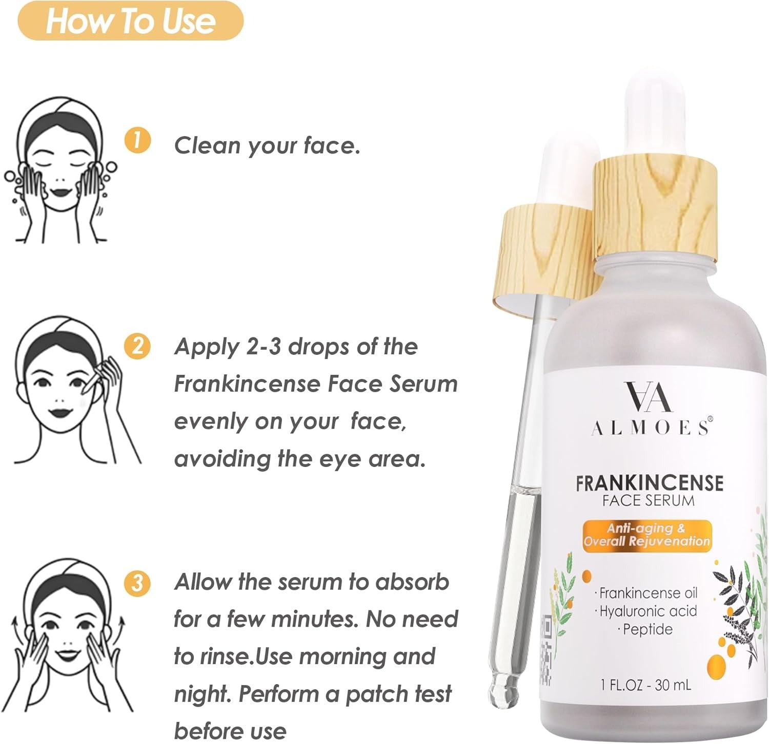 ALMOES Frankincense Facial Serums, PEPTIDES.30 ML.