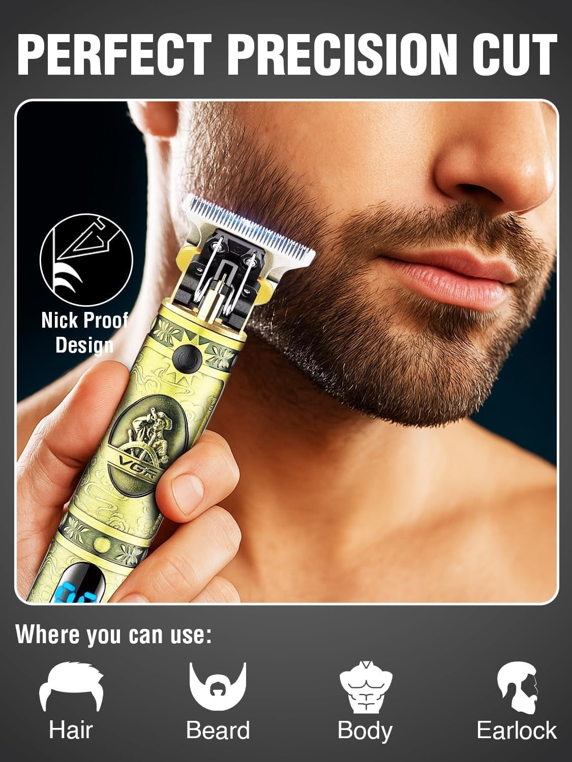 VGR V-228 Professional Hair Clipper with LED display.