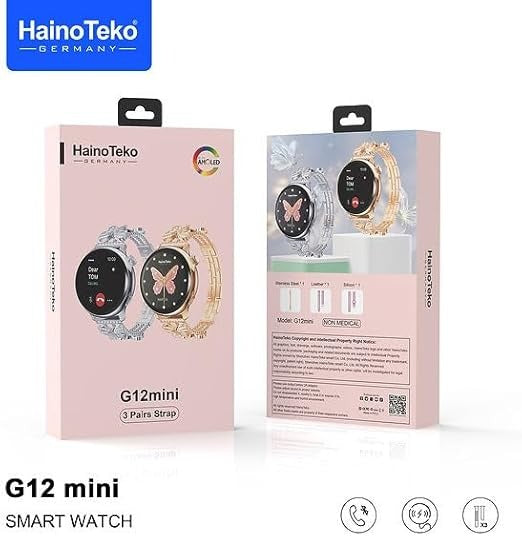 HainoTeko G12 MINI Smart Watch With 3 Pair Strap for Women.