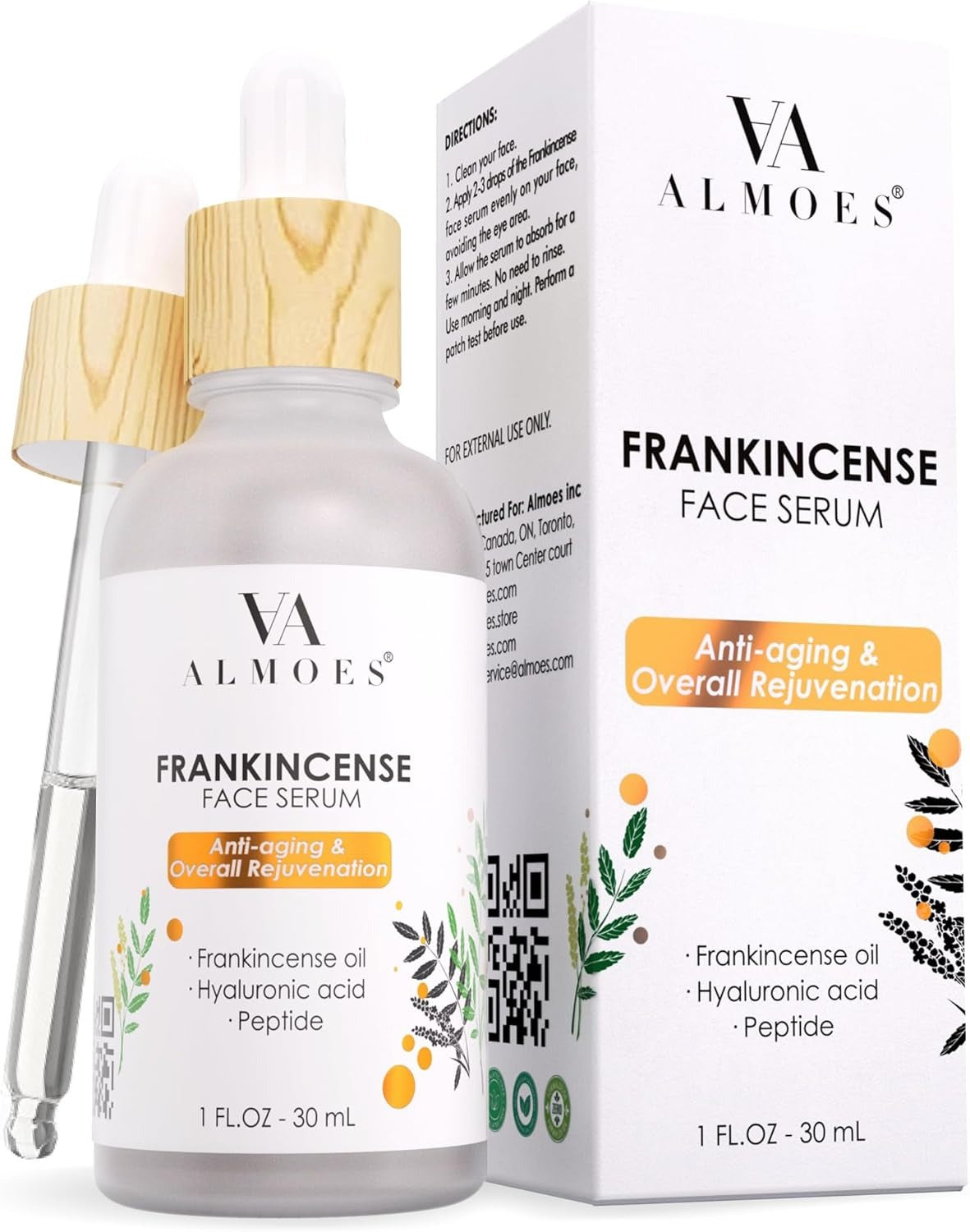 ALMOES Frankincense Facial Serums, PEPTIDES.30 ML.