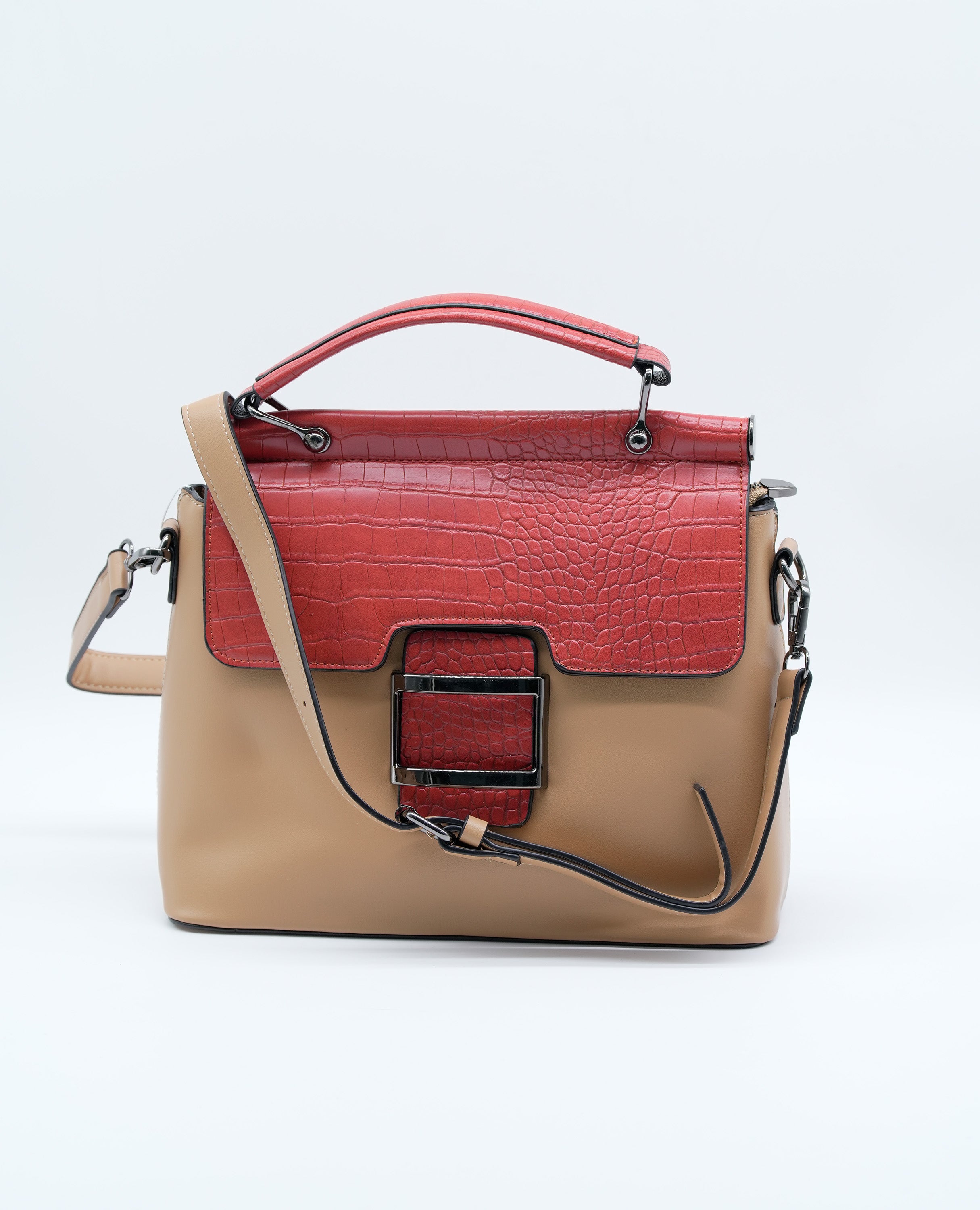 Medium-Sized Leather Print Women's Crossbody Handbag.