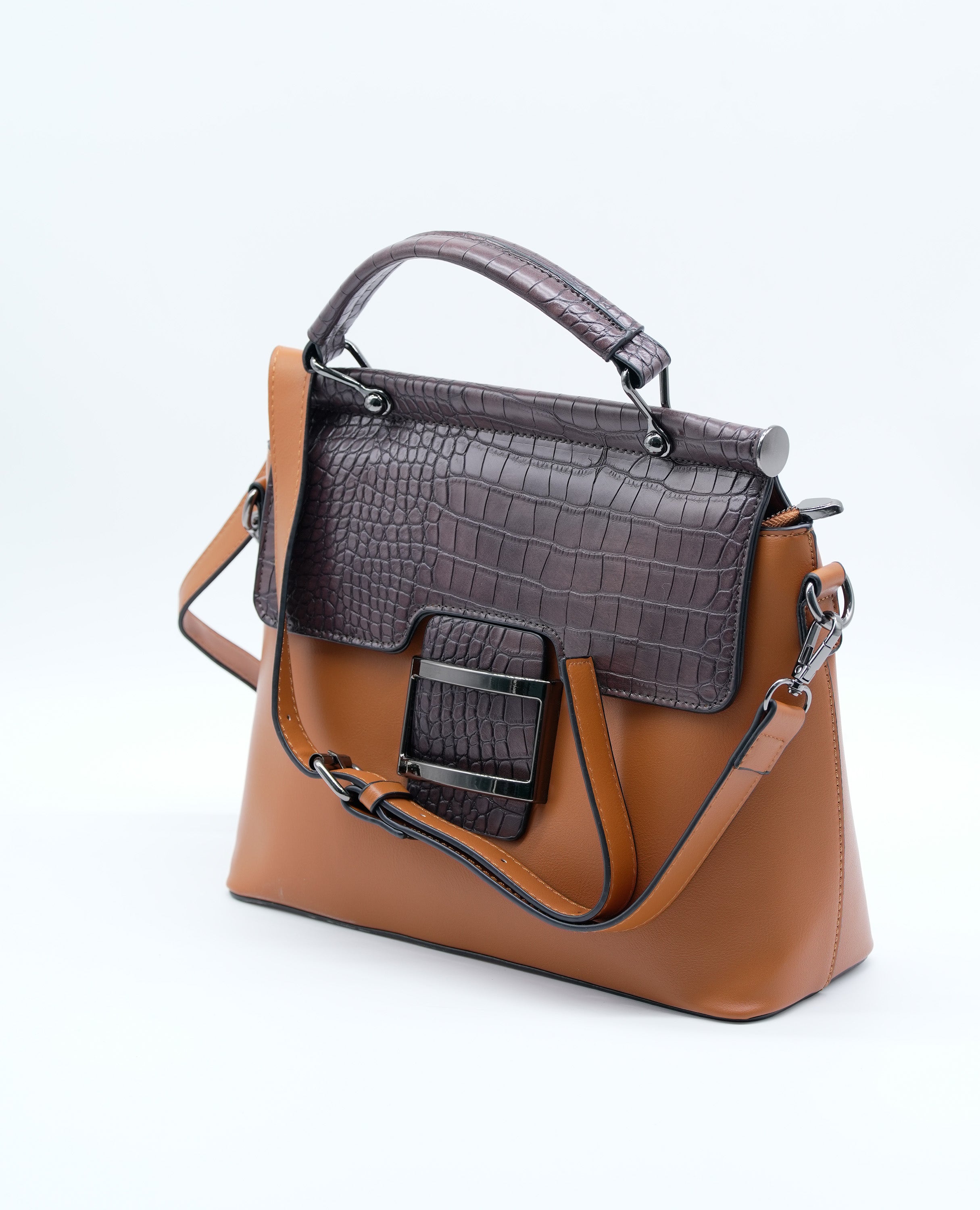 Medium-Sized Leather Print Women's Crossbody Handbag.