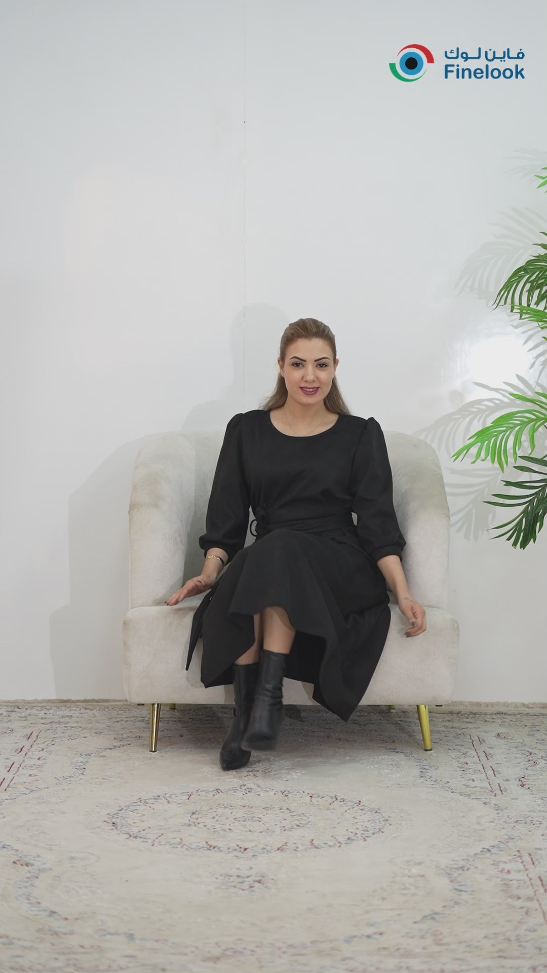 Women’s Warm Midi Dress with Waist Tie