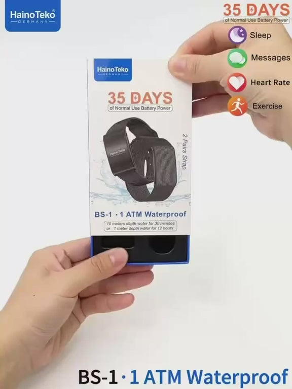 سوار رياضي ذكي وباراكورد مقاوم للماء مع بطارية فائقة العمر وسوارين مزدوجين Haino Teko BS-1