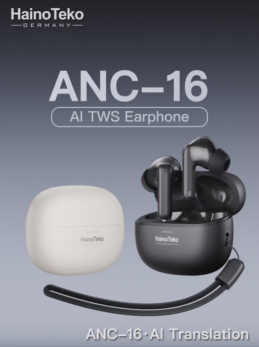Haino Teko ANC-16 AI Translation True Wireless Earphones with -40dB ANC & Spatial Audio