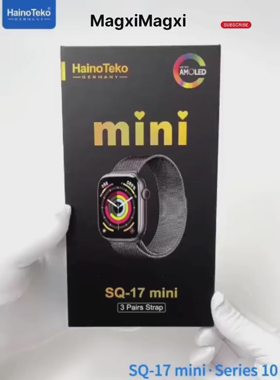HainoTeko SQ-17 Mini Smart Watch AMOLED Display with 3 Interchangeable Straps for Women - Golden