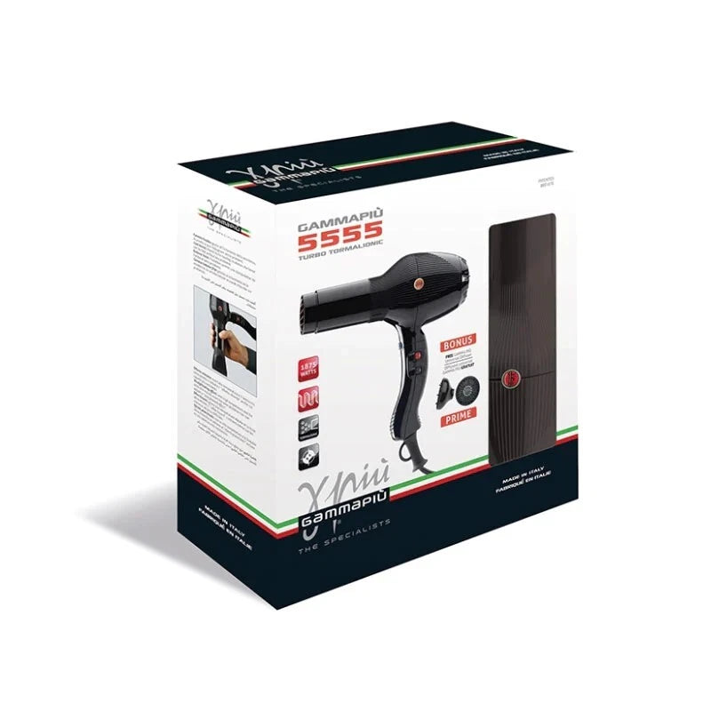 GAMMAPIU' Jambio Gamma Piu Turbo-5555 Italian Hair Dryer - Black