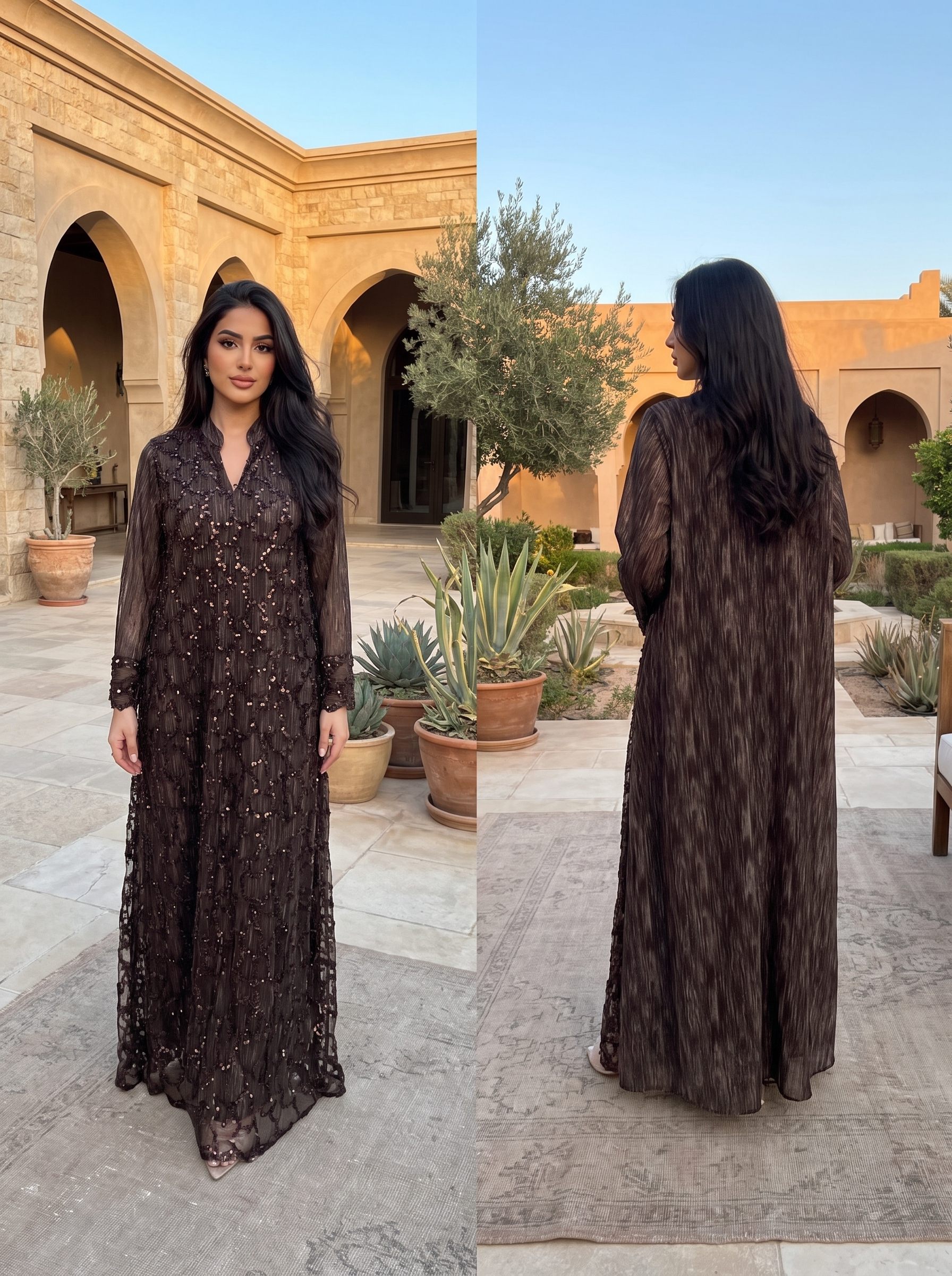 Luxury Sequin Embellished Maxi Kaftan Dress for Women – Elegant Modest Evening Gown